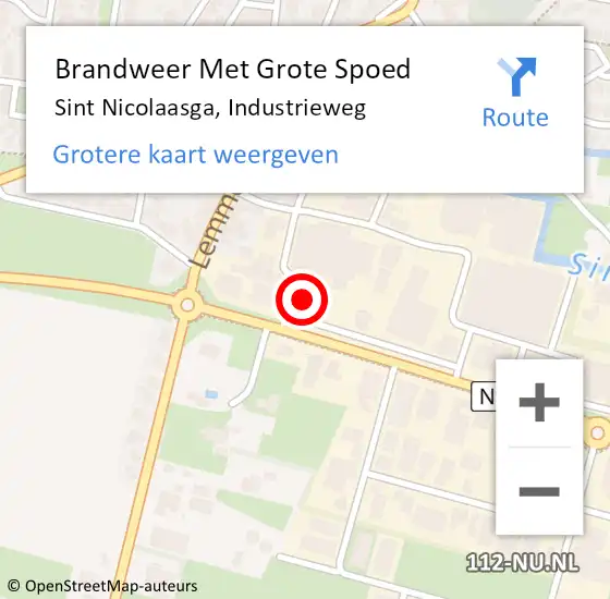 Locatie op kaart van de 112 melding: Brandweer Met Grote Spoed Naar Sint Nicolaasga, Industrieweg op 23 december 2022 20:50