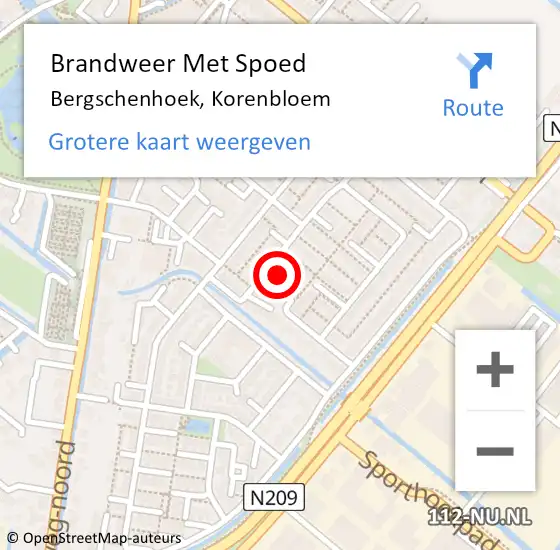 Locatie op kaart van de 112 melding: Brandweer Met Spoed Naar Bergschenhoek, Korenbloem op 23 december 2022 20:58