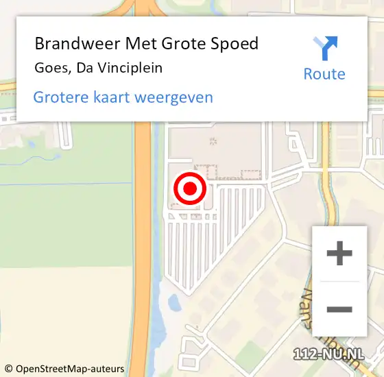 Locatie op kaart van de 112 melding: Brandweer Met Grote Spoed Naar Goes, Da Vinciplein op 23 december 2022 21:04