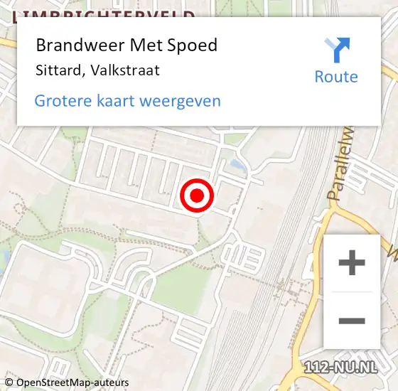 Locatie op kaart van de 112 melding: Brandweer Met Spoed Naar Sittard, Valkstraat op 23 december 2022 21:07