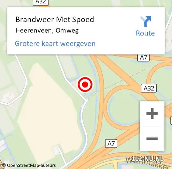 Locatie op kaart van de 112 melding: Brandweer Met Spoed Naar Heerenveen, Omweg op 23 december 2022 21:10