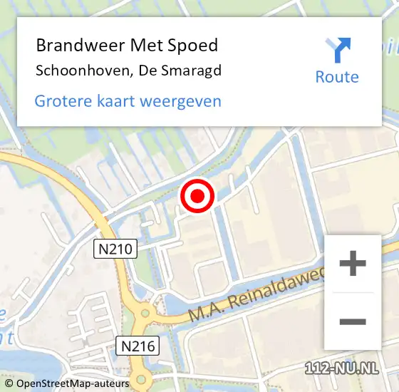 Locatie op kaart van de 112 melding: Brandweer Met Spoed Naar Schoonhoven, De Smaragd op 23 december 2022 21:12