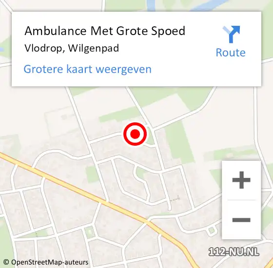 Locatie op kaart van de 112 melding: Ambulance Met Grote Spoed Naar Vlodrop, Wilgenpad op 23 december 2022 21:21