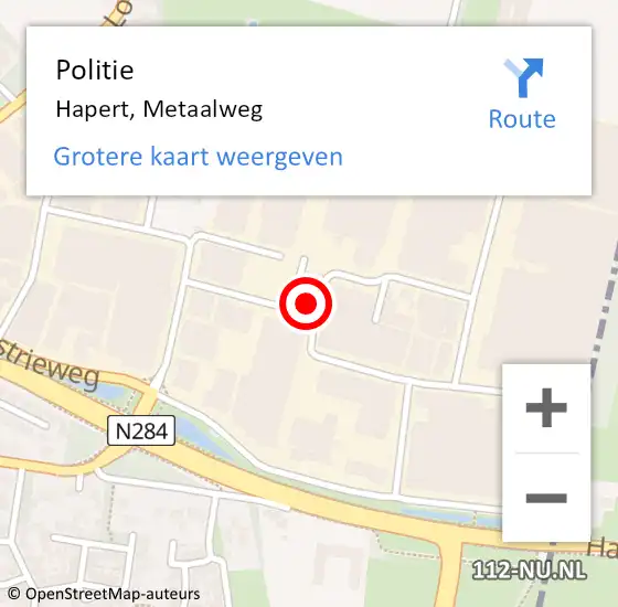 Locatie op kaart van de 112 melding: Politie Hapert, Metaalweg op 23 december 2022 21:26