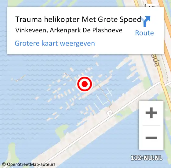 Locatie op kaart van de 112 melding: Trauma helikopter Met Grote Spoed Naar Vinkeveen, Arkenpark De Plashoeve op 23 december 2022 21:50