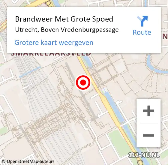 Locatie op kaart van de 112 melding: Brandweer Met Grote Spoed Naar Utrecht, Boven Vredenburgpassage op 23 december 2022 22:15