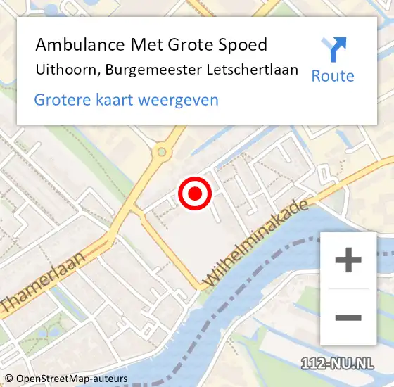 Locatie op kaart van de 112 melding: Ambulance Met Grote Spoed Naar Uithoorn, Burgemeester Letschertlaan op 23 december 2022 22:22