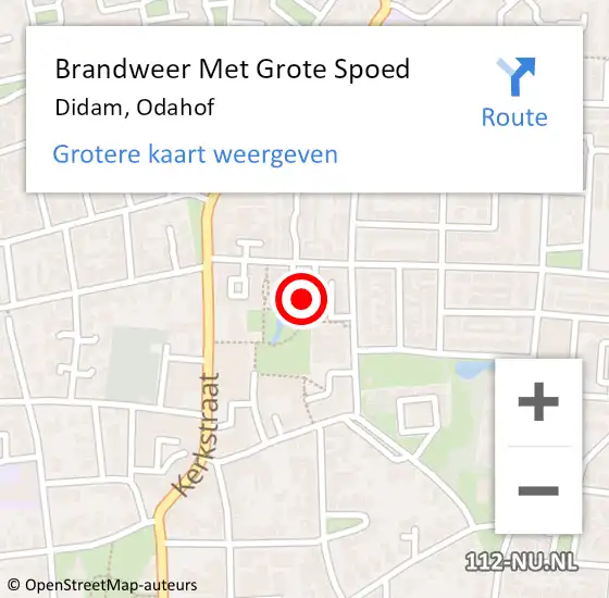 Locatie op kaart van de 112 melding: Brandweer Met Grote Spoed Naar Didam, Odahof op 23 december 2022 22:22