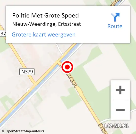 Locatie op kaart van de 112 melding: Politie Met Grote Spoed Naar Nieuw-Weerdinge, Ertsstraat op 23 december 2022 22:30