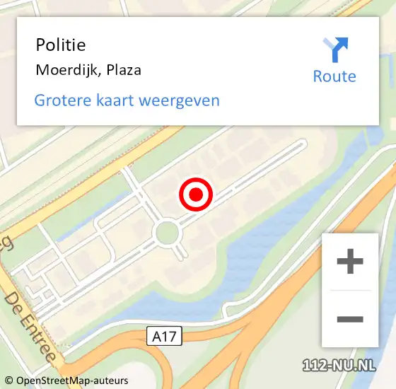 Locatie op kaart van de 112 melding: Politie Moerdijk, Plaza op 23 december 2022 22:55