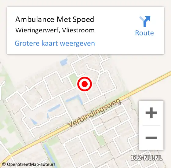 Locatie op kaart van de 112 melding: Ambulance Met Spoed Naar Wieringerwerf, Vliestroom op 23 december 2022 23:23