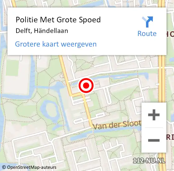 Locatie op kaart van de 112 melding: Politie Met Grote Spoed Naar Delft, Händellaan op 23 december 2022 23:37