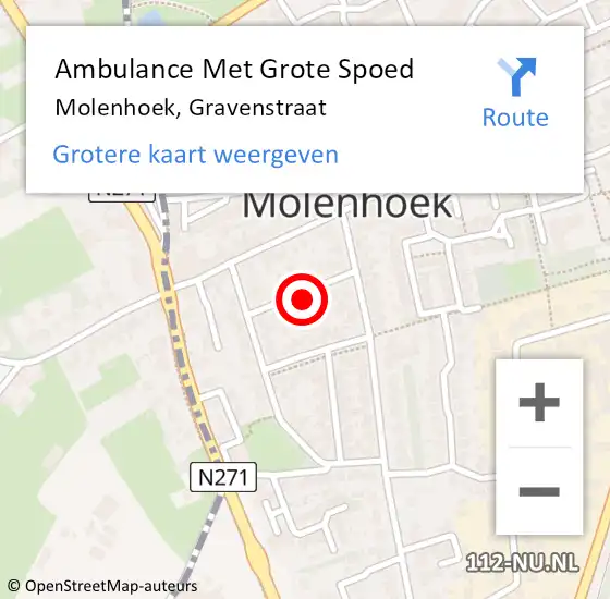 Locatie op kaart van de 112 melding: Ambulance Met Grote Spoed Naar Molenhoek, Gravenstraat op 23 december 2022 23:43