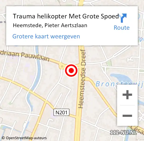 Locatie op kaart van de 112 melding: Trauma helikopter Met Grote Spoed Naar Heemstede, Pieter Aertszlaan op 23 december 2022 23:47