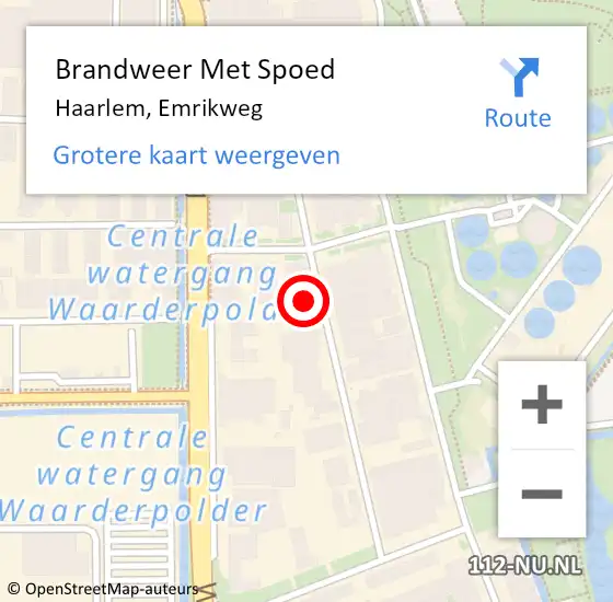 Locatie op kaart van de 112 melding: Brandweer Met Spoed Naar Haarlem, Emrikweg op 23 december 2022 23:52