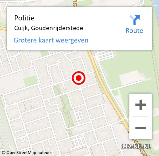 Locatie op kaart van de 112 melding: Politie Cuijk, Goudenrijderstede op 24 december 2022 00:00