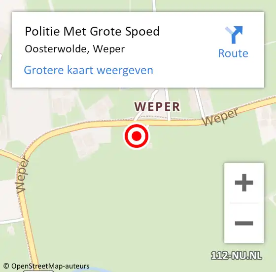 Locatie op kaart van de 112 melding: Politie Met Grote Spoed Naar Oosterwolde, Weper op 24 december 2022 00:11