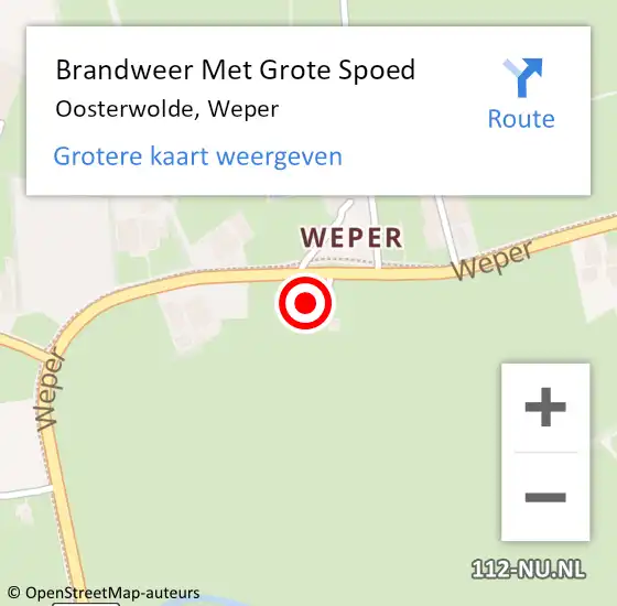 Locatie op kaart van de 112 melding: Brandweer Met Grote Spoed Naar Oosterwolde, Weper op 24 december 2022 00:11