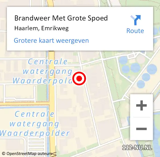 Locatie op kaart van de 112 melding: Brandweer Met Grote Spoed Naar Haarlem, Emrikweg op 24 december 2022 00:22