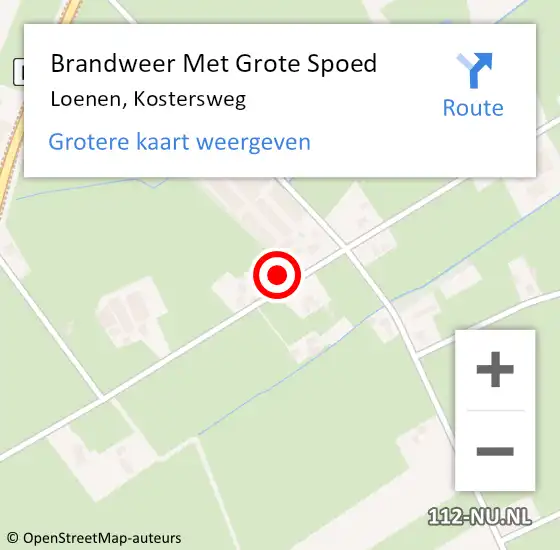 Locatie op kaart van de 112 melding: Brandweer Met Grote Spoed Naar Loenen, Kostersweg op 24 december 2022 00:31