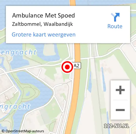 Locatie op kaart van de 112 melding: Ambulance Met Spoed Naar Zaltbommel, Waalbandijk op 24 december 2022 00:37