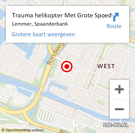Locatie op kaart van de 112 melding: Trauma helikopter Met Grote Spoed Naar Lemmer, Spaanderbank op 24 december 2022 00:54