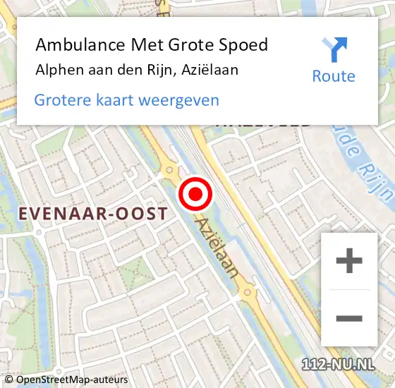 Locatie op kaart van de 112 melding: Ambulance Met Grote Spoed Naar Alphen aan den Rijn, Aziëlaan op 24 december 2022 00:59