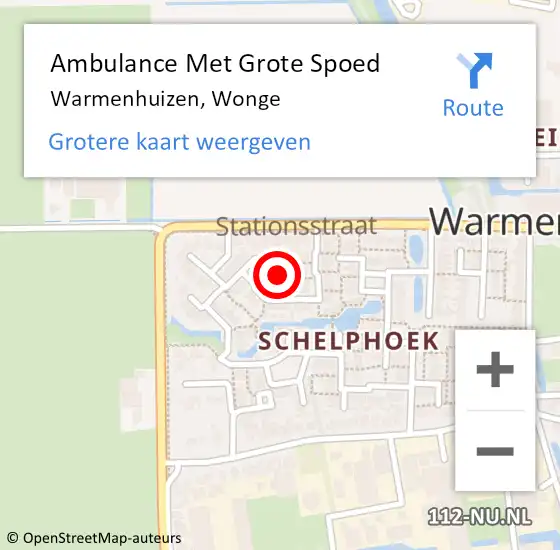 Locatie op kaart van de 112 melding: Ambulance Met Grote Spoed Naar Warmenhuizen, Wonge op 24 december 2022 01:09