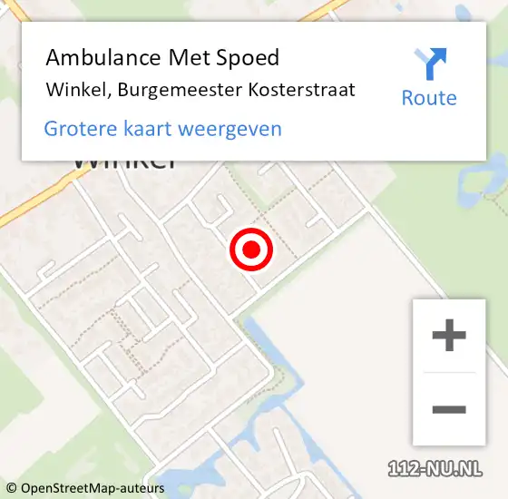 Locatie op kaart van de 112 melding: Ambulance Met Spoed Naar Winkel, Burgemeester Kosterstraat op 24 december 2022 01:11