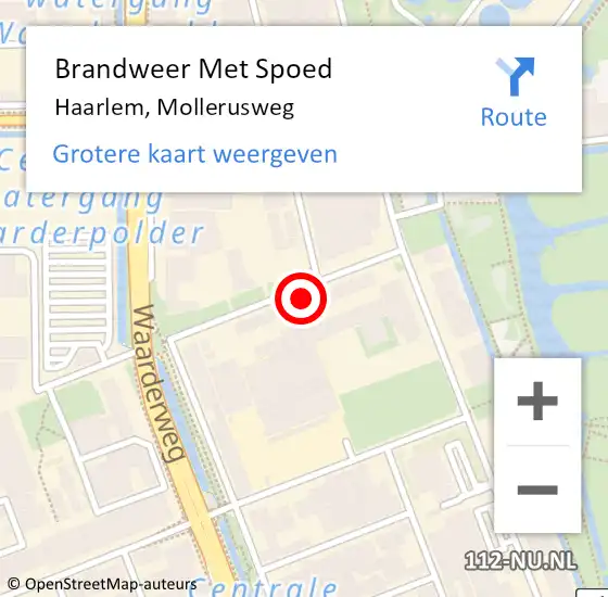 Locatie op kaart van de 112 melding: Brandweer Met Spoed Naar Haarlem, Mollerusweg op 24 december 2022 01:14