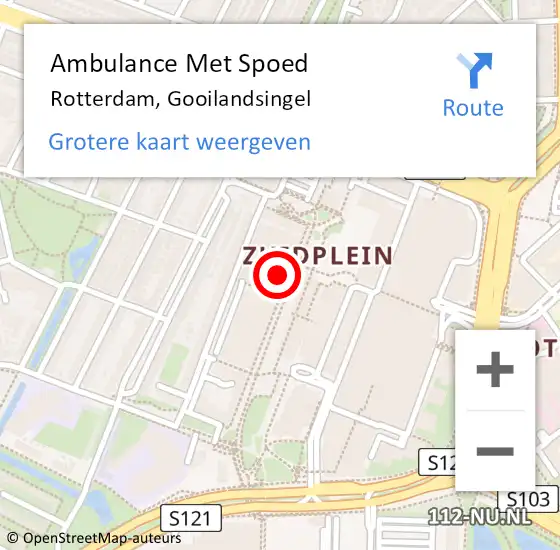 Locatie op kaart van de 112 melding: Ambulance Met Spoed Naar Rotterdam, Gooilandsingel op 24 december 2022 01:49