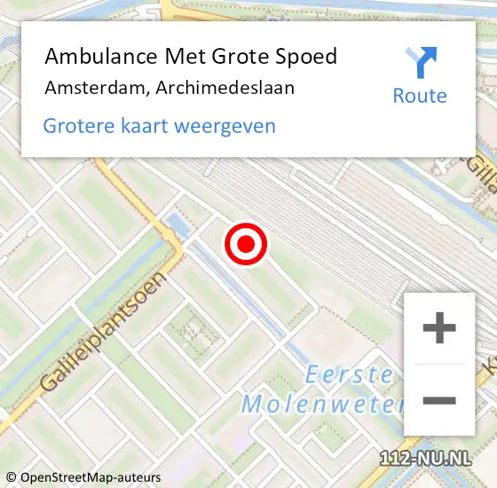 Locatie op kaart van de 112 melding: Ambulance Met Grote Spoed Naar Amsterdam, Archimedeslaan op 24 december 2022 02:15