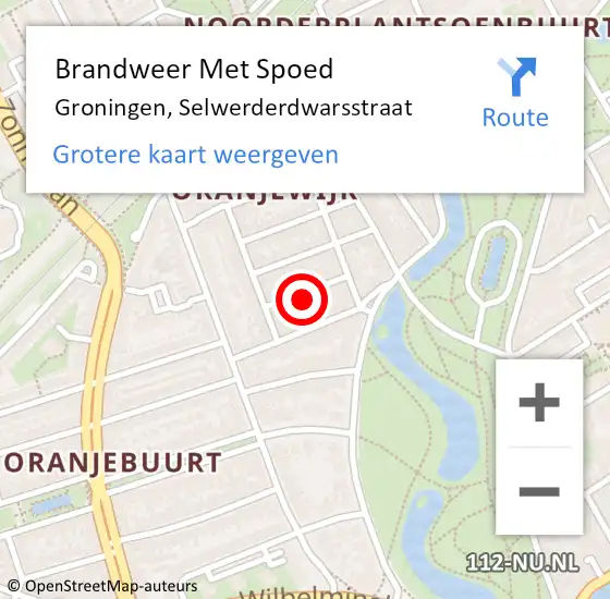 Locatie op kaart van de 112 melding: Brandweer Met Spoed Naar Groningen, Selwerderdwarsstraat op 24 december 2022 02:27