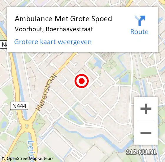 Locatie op kaart van de 112 melding: Ambulance Met Grote Spoed Naar Voorhout, Boerhaavestraat op 24 december 2022 02:30