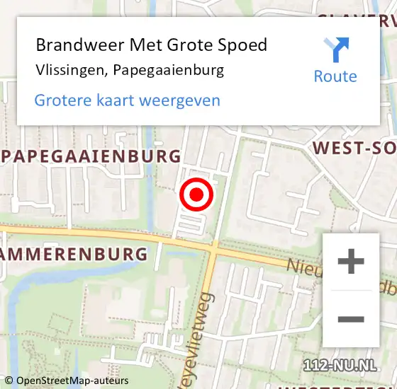 Locatie op kaart van de 112 melding: Brandweer Met Grote Spoed Naar Vlissingen, Papegaaienburg op 24 december 2022 02:45