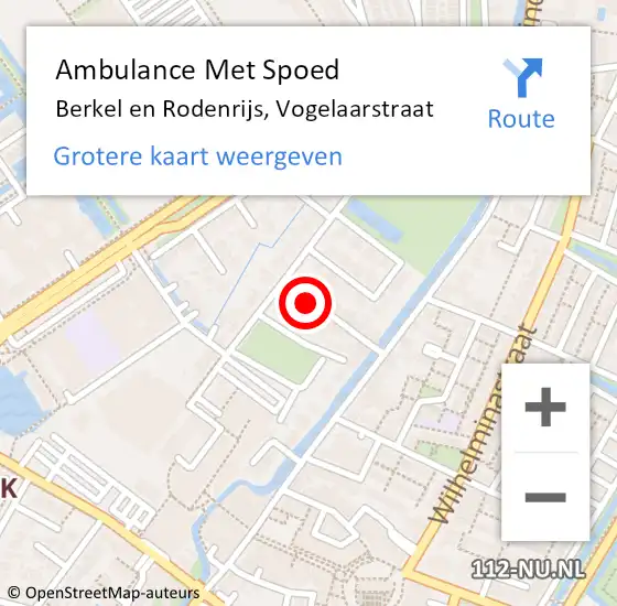 Locatie op kaart van de 112 melding: Ambulance Met Spoed Naar Berkel en Rodenrijs, Vogelaarstraat op 24 december 2022 03:42