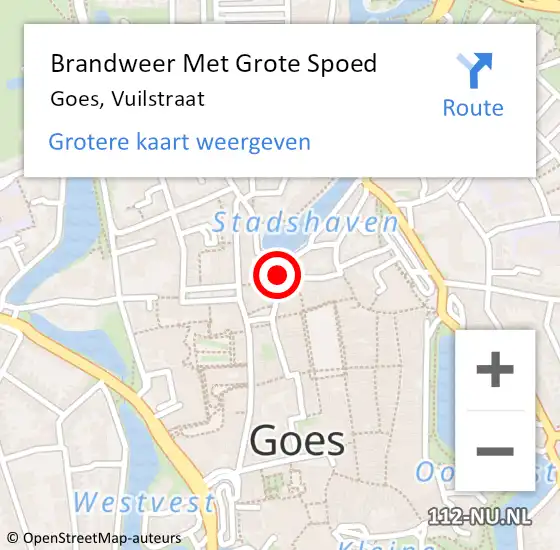 Locatie op kaart van de 112 melding: Brandweer Met Grote Spoed Naar Goes, Vuilstraat op 24 december 2022 03:50