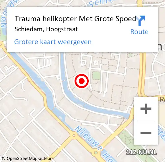 Locatie op kaart van de 112 melding: Trauma helikopter Met Grote Spoed Naar Schiedam, Hoogstraat op 24 december 2022 04:17