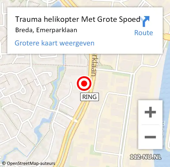 Locatie op kaart van de 112 melding: Trauma helikopter Met Grote Spoed Naar Breda, Emerparklaan op 24 december 2022 05:10