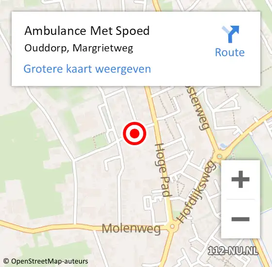 Locatie op kaart van de 112 melding: Ambulance Met Spoed Naar Ouddorp, Margrietweg op 24 december 2022 05:27