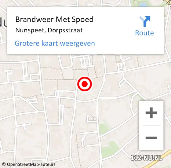 Locatie op kaart van de 112 melding: Brandweer Met Spoed Naar Nunspeet, Dorpsstraat op 24 december 2022 06:05