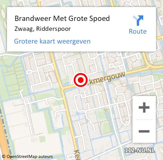 Locatie op kaart van de 112 melding: Brandweer Met Grote Spoed Naar Zwaag, Ridderspoor op 24 december 2022 06:31