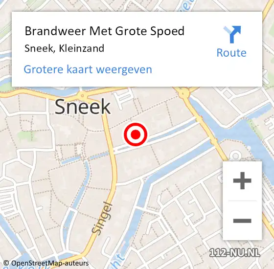 Locatie op kaart van de 112 melding: Brandweer Met Grote Spoed Naar Sneek, Kleinzand op 24 december 2022 06:45