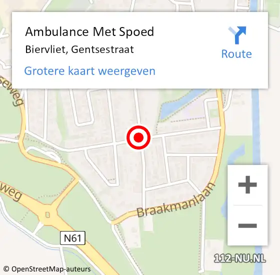 Locatie op kaart van de 112 melding: Ambulance Met Spoed Naar Biervliet, Gentsestraat op 9 augustus 2014 15:17