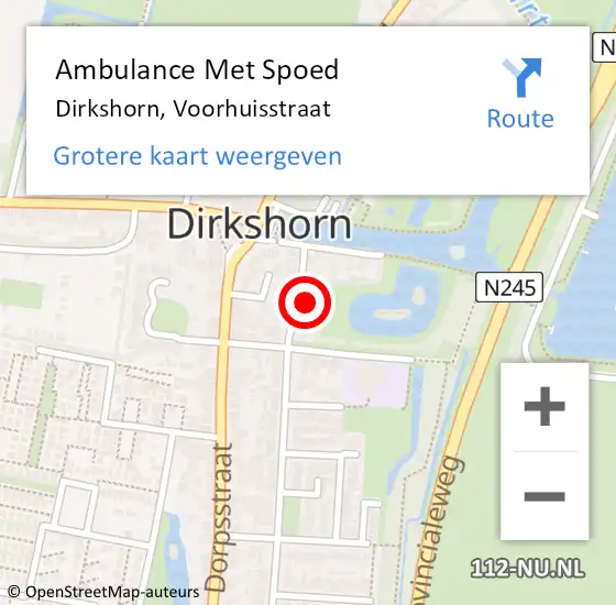 Locatie op kaart van de 112 melding: Ambulance Met Spoed Naar Dirkshorn, Voorhuisstraat op 24 december 2022 06:56