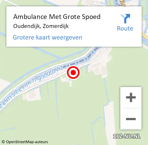 Locatie op kaart van de 112 melding: Ambulance Met Grote Spoed Naar Oudendijk, Zomerdijk op 24 december 2022 07:01