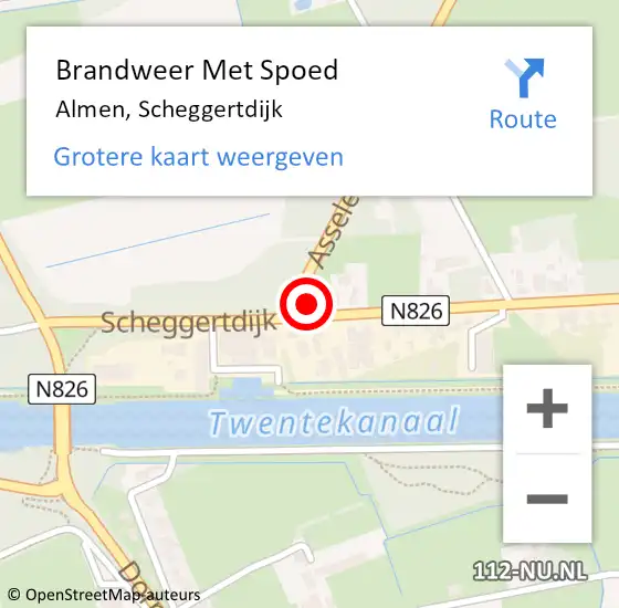 Locatie op kaart van de 112 melding: Brandweer Met Spoed Naar Almen, Scheggertdijk op 9 augustus 2014 15:18