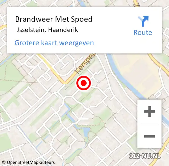 Locatie op kaart van de 112 melding: Brandweer Met Spoed Naar IJsselstein, Haanderik op 24 december 2022 07:46