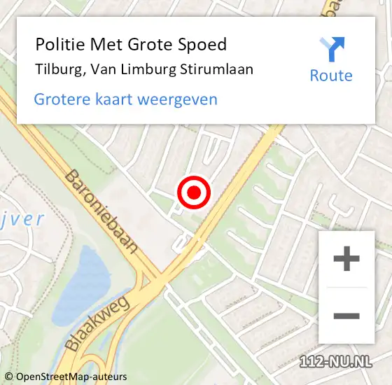 Locatie op kaart van de 112 melding: Politie Met Grote Spoed Naar Tilburg, Van Limburg Stirumlaan op 24 december 2022 07:56