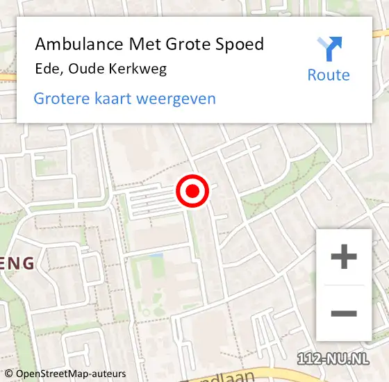 Locatie op kaart van de 112 melding: Ambulance Met Grote Spoed Naar Ede, Oude Kerkweg op 24 december 2022 08:47